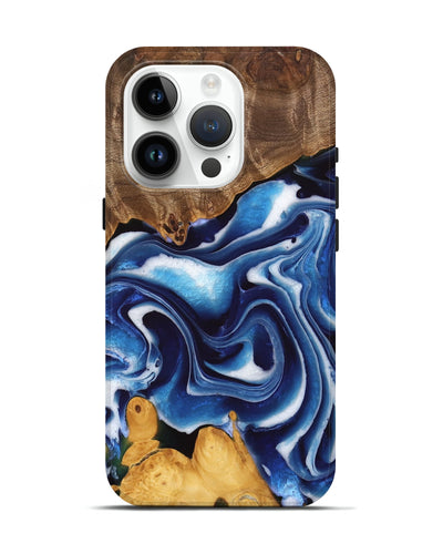 iPhone 15 Pro Wood Live Edge Phone Case - Lina (Blue, 745040)