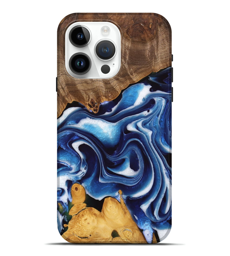 iPhone 15 Pro Max Wood Live Edge Phone Case - Lina (Blue, 745040)