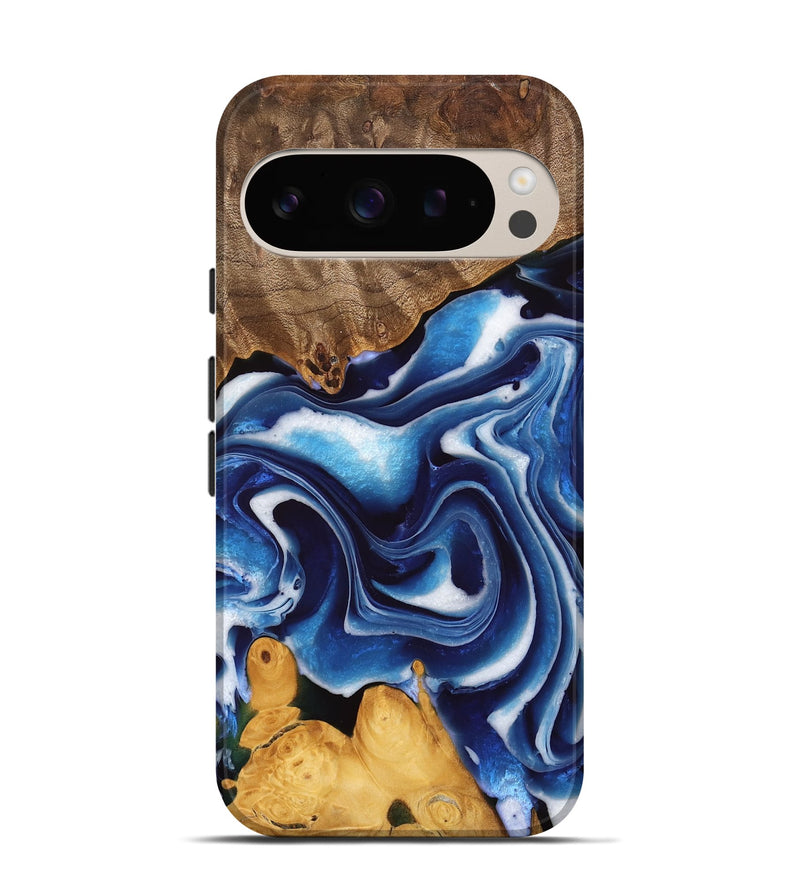 Pixel 9 Wood Live Edge Phone Case - Lina (Blue, 745040)