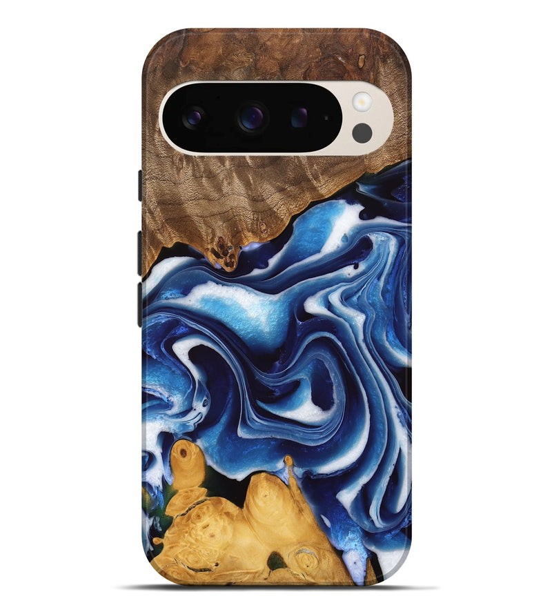 Pixel 9 Pro XL Wood Live Edge Phone Case - Lina (Blue, 745040)