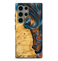 Galaxy S24 Ultra Wood Live Edge Phone Case - Sileas (Teal & Gold, 745047)