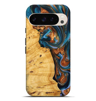 Pixel 9 Pro XL Wood Live Edge Phone Case - Sileas (Teal & Gold, 745047)