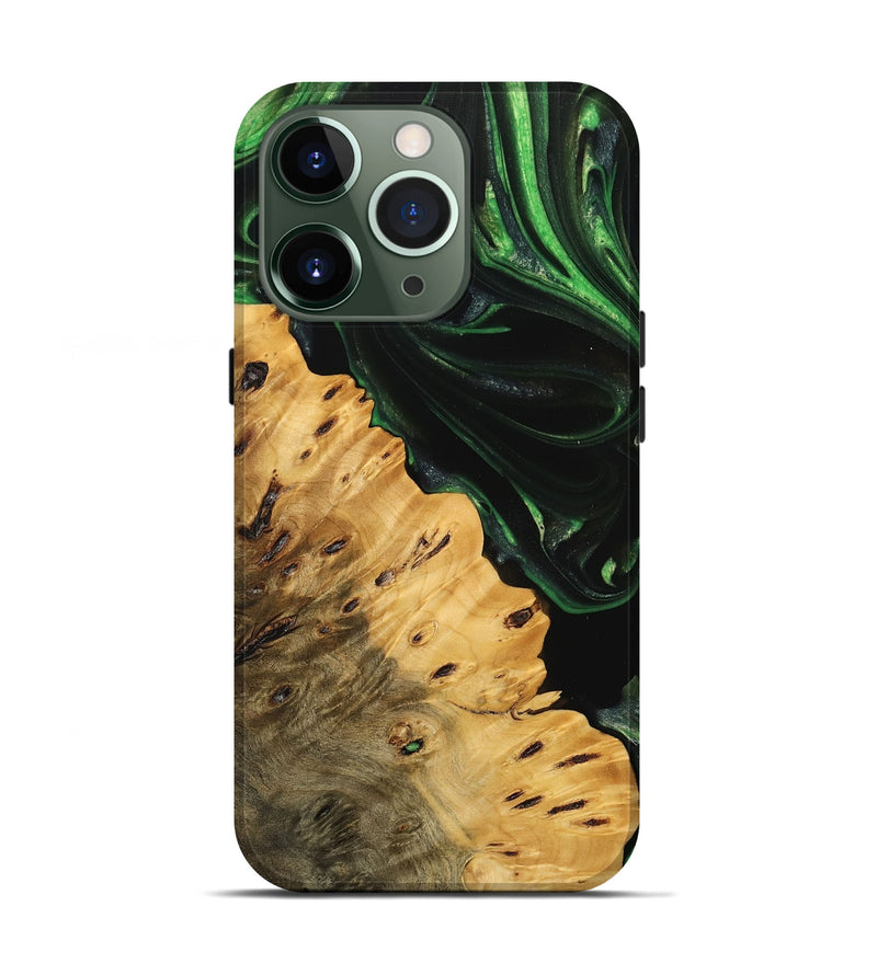 iPhone 13 Pro Wood Live Edge Phone Case - Schell (Green, 745055)