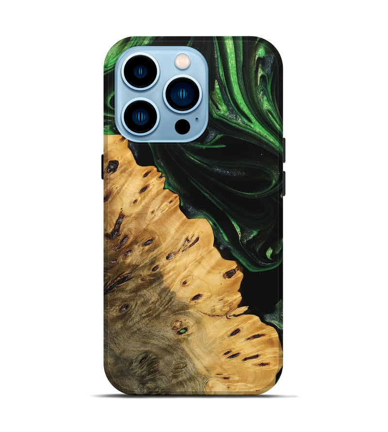 iPhone 14 Pro Wood Live Edge Phone Case - Schell (Green, 745055)