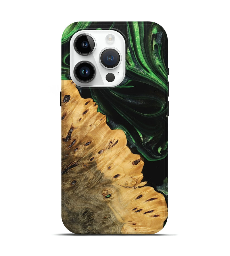 iPhone 15 Pro Wood Live Edge Phone Case - Schell (Green, 745055)