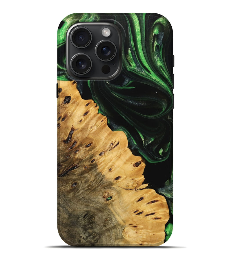 iPhone 16 Pro Max Wood Live Edge Phone Case - Schell (Green, 745055)