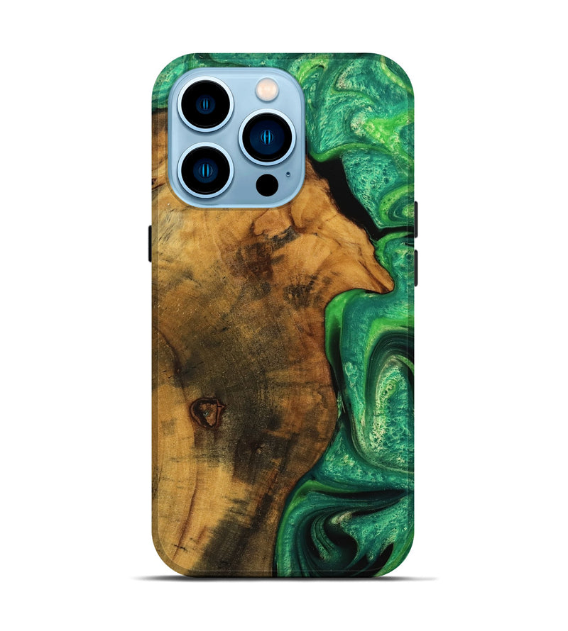 iPhone 14 Pro Wood Live Edge Phone Case - Verle (Green, 745057)