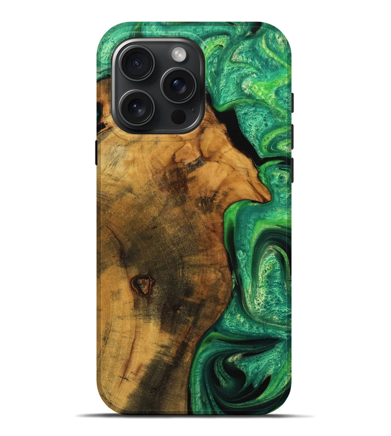 iPhone 16 Pro Max Wood Live Edge Phone Case - Verle (Green, 745057)