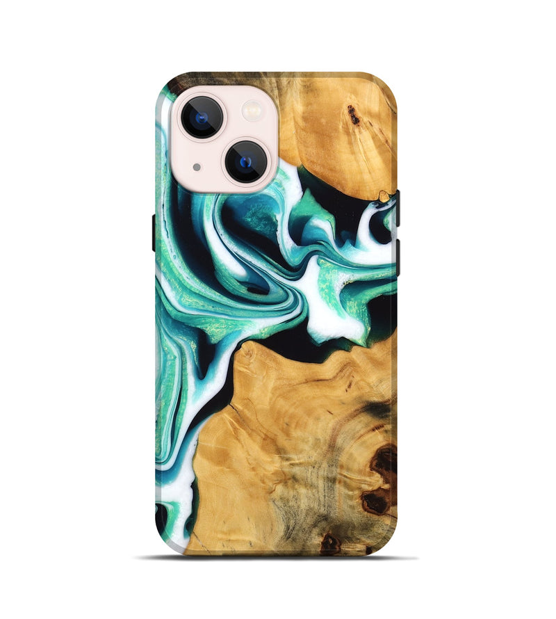 iPhone 13 mini Wood Live Edge Phone Case - Porsha (Green, 745059)