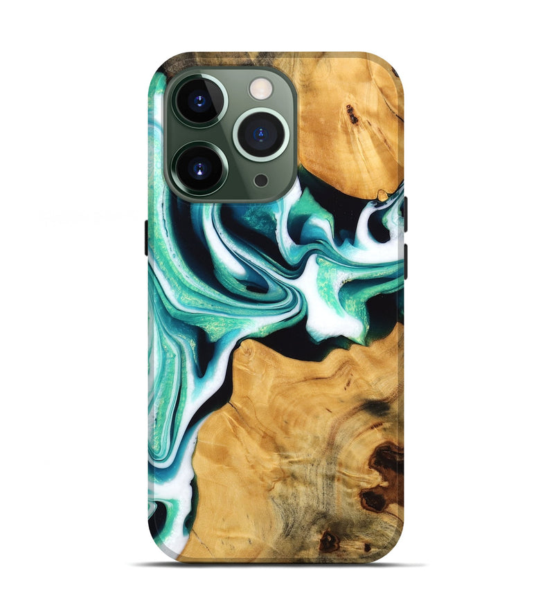 iPhone 13 Pro Wood Live Edge Phone Case - Porsha (Green, 745059)