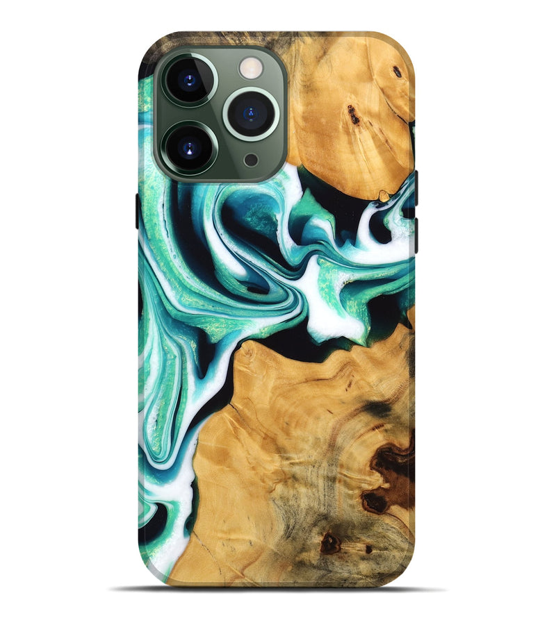 iPhone 13 Pro Max Wood Live Edge Phone Case - Porsha (Green, 745059)