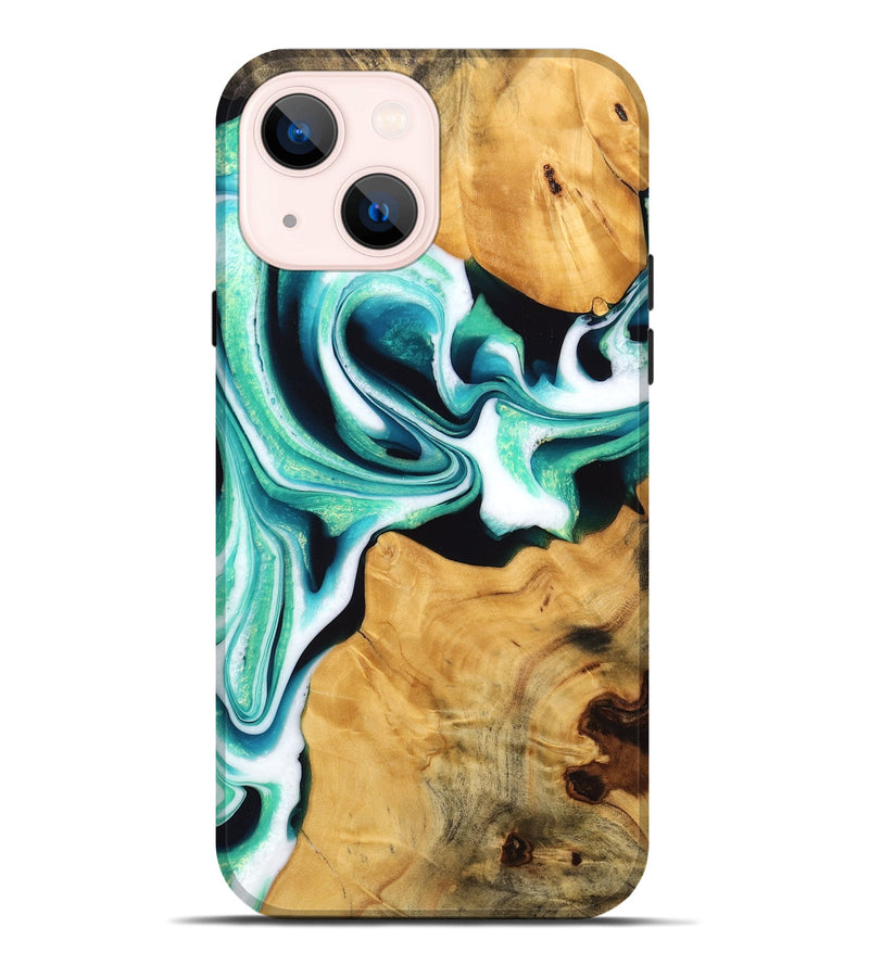 iPhone 14 Plus Wood Live Edge Phone Case - Porsha (Green, 745059)