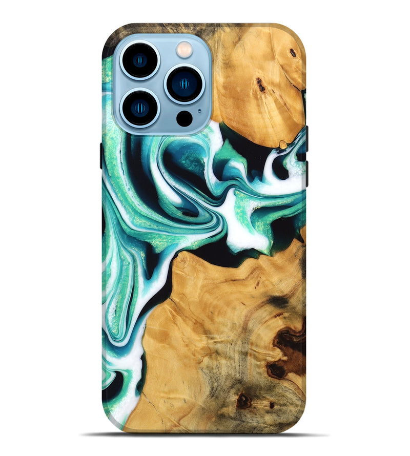 iPhone 14 Pro Max Wood Live Edge Phone Case - Porsha (Green, 745059)