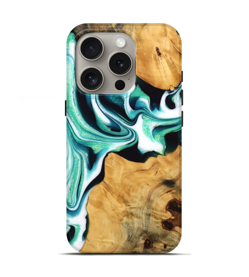 iPhone 16 Pro Wood Live Edge Phone Case - Porsha (Green, 745059)