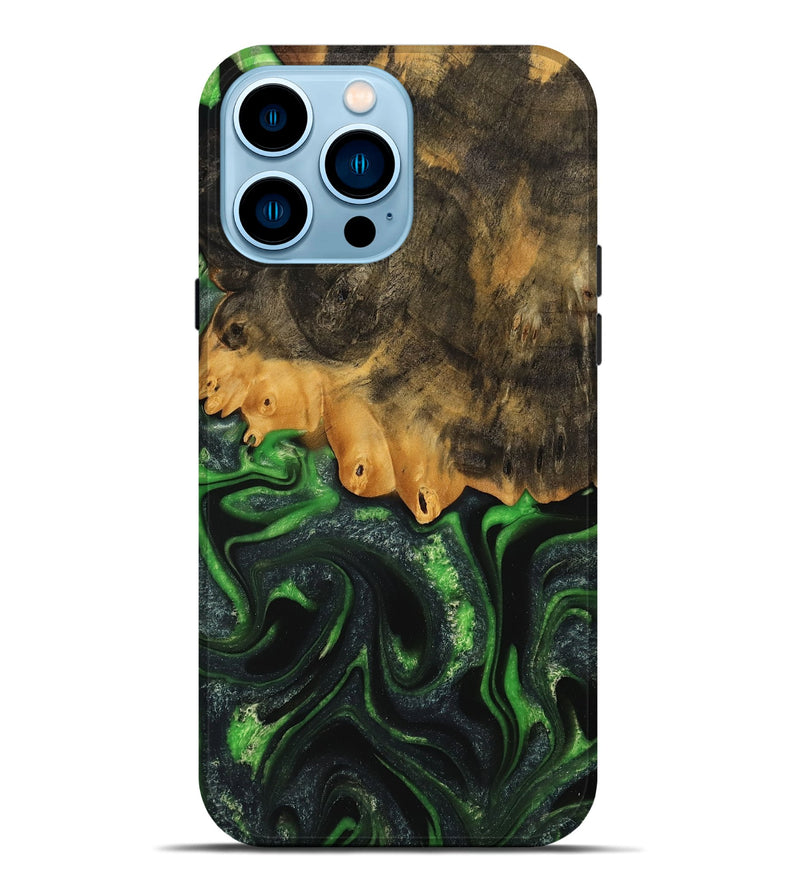 iPhone 14 Pro Max Wood Live Edge Phone Case - Ryker (Green, 745062)