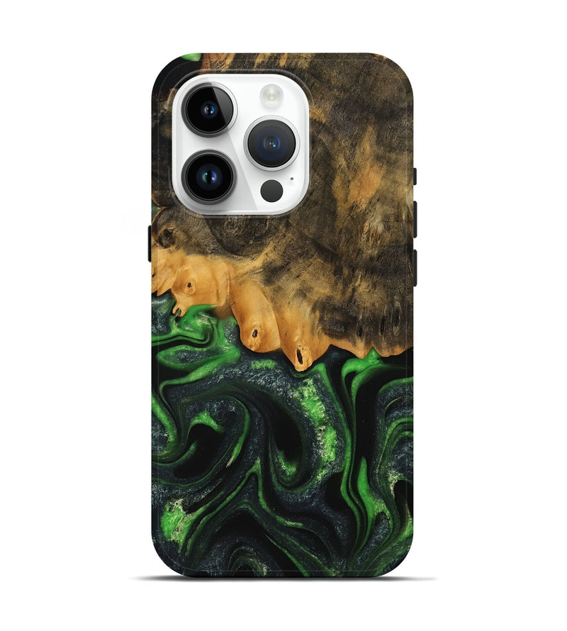 iPhone 15 Pro Wood Live Edge Phone Case - Ryker (Green, 745062)