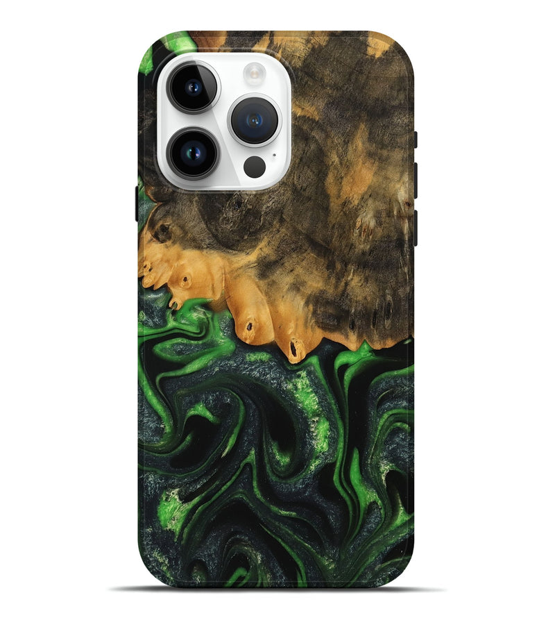 iPhone 15 Pro Max Wood Live Edge Phone Case - Ryker (Green, 745062)