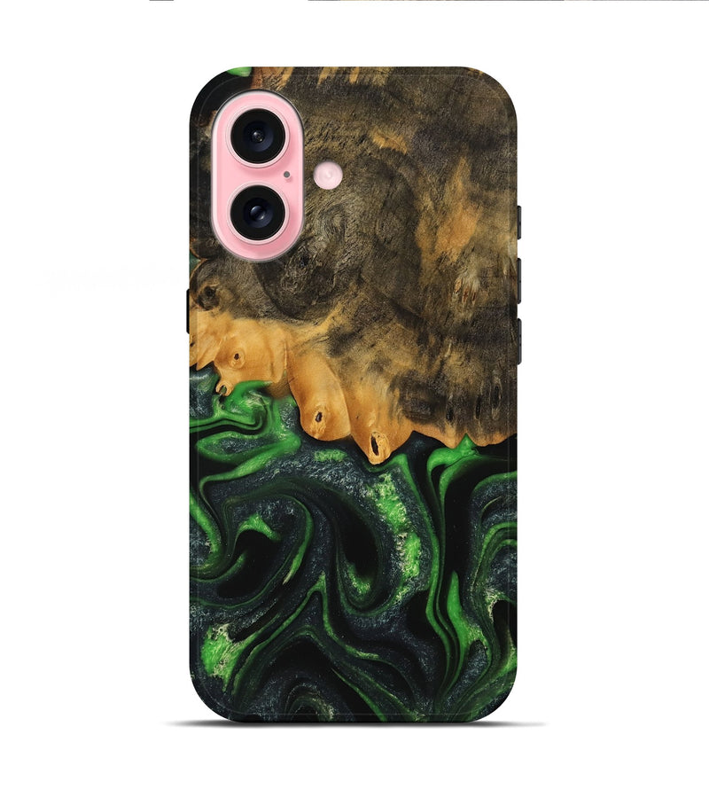 iPhone 16 Wood Live Edge Phone Case - Ryker (Green, 745062)