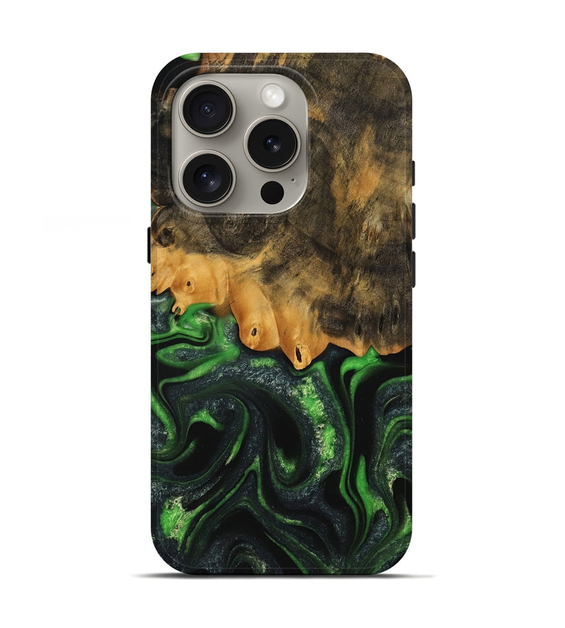 iPhone 16 Pro Wood Live Edge Phone Case - Ryker (Green, 745062)