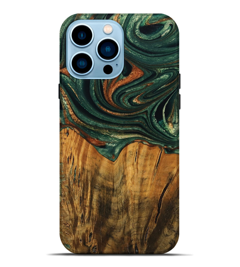 iPhone 14 Pro Max Wood Live Edge Phone Case - Camino (Green, 745063)