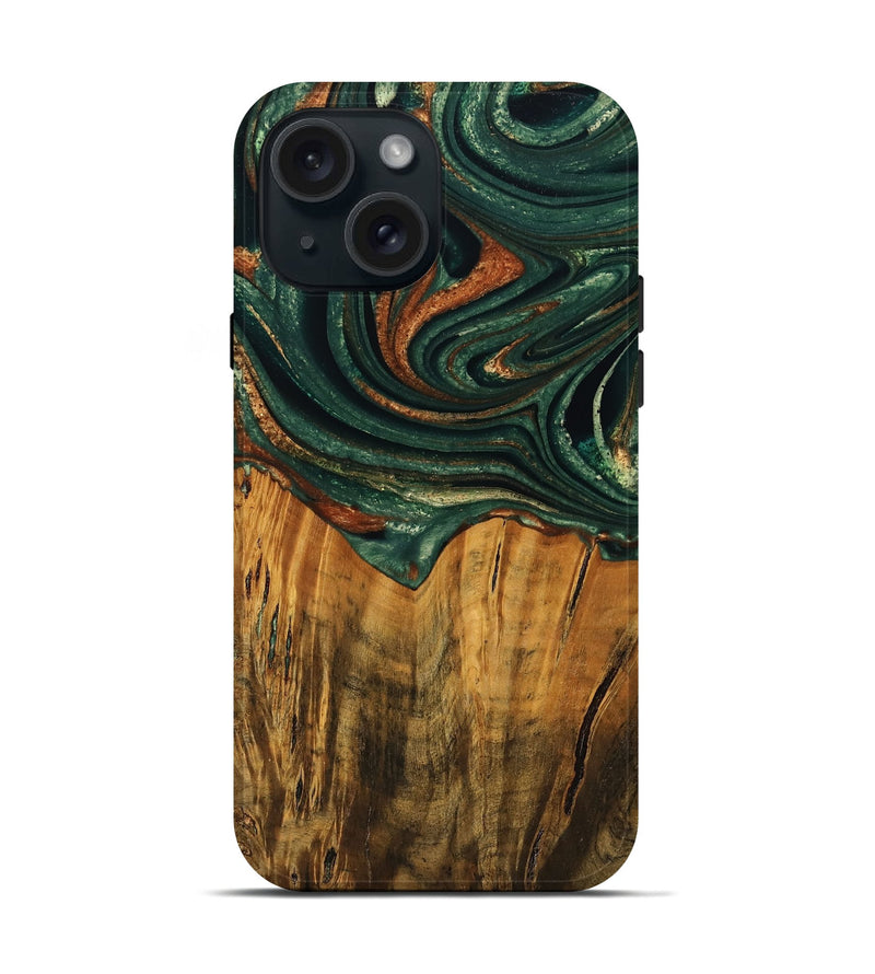 iPhone 15 Wood Live Edge Phone Case - Camino (Green, 745063)