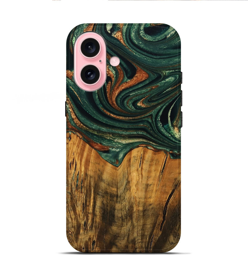 iPhone 16 Wood Live Edge Phone Case - Camino (Green, 745063)