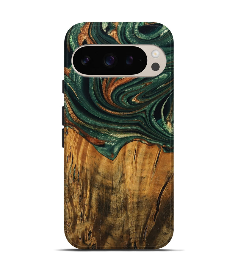 Pixel 9 Wood Live Edge Phone Case - Camino (Green, 745063)