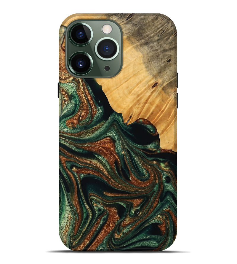 iPhone 13 Pro Max Wood Live Edge Phone Case - Rashida (Green, 745066)