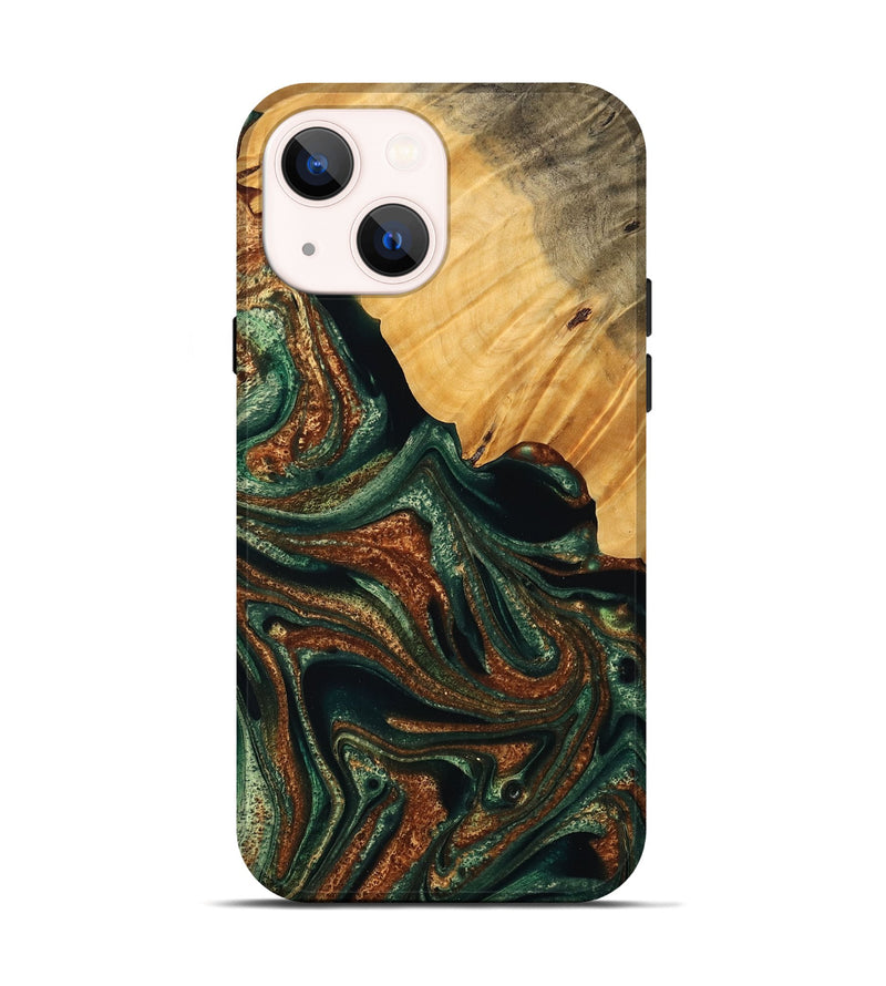 iPhone 14 Wood Live Edge Phone Case - Rashida (Green, 745066)