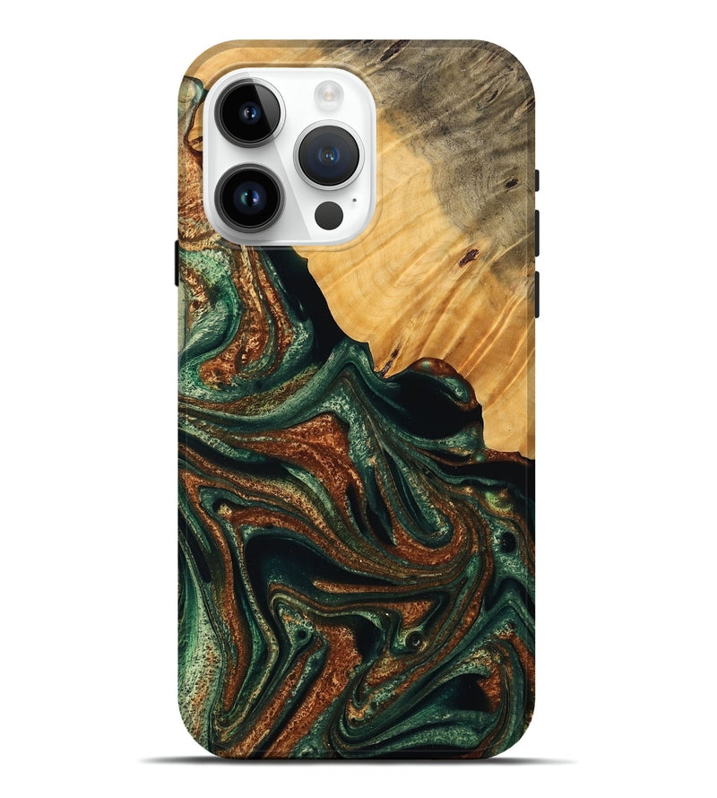 iPhone 15 Pro Max Wood Live Edge Phone Case - Rashida (Green, 745066)