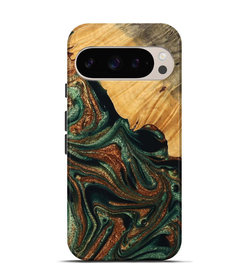 Pixel 9 Wood Live Edge Phone Case - Rashida (Green, 745066)