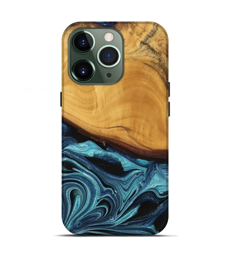 iPhone 13 Pro Wood Live Edge Phone Case - Frinel (Blue, 745069)