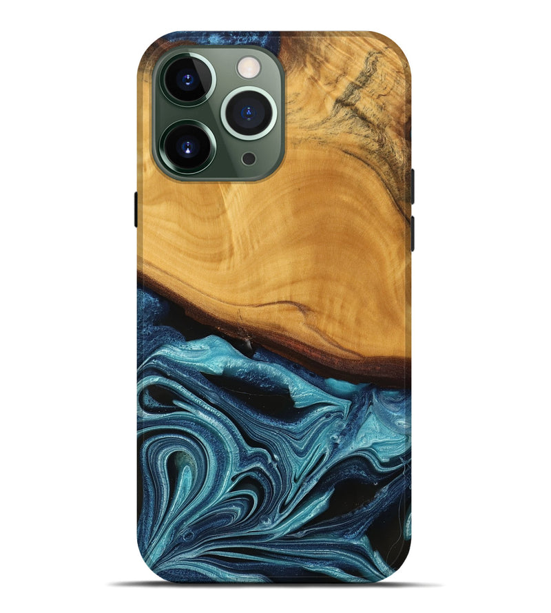 iPhone 13 Pro Max Wood Live Edge Phone Case - Frinel (Blue, 745069)