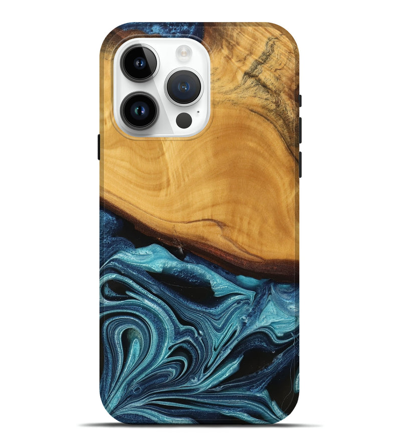 iPhone 15 Pro Max Wood Live Edge Phone Case - Frinel (Blue, 745069)