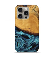 iPhone 16 Pro Wood Live Edge Phone Case - Frinel (Blue, 745069)