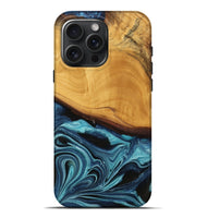 iPhone 16 Pro Max Wood Live Edge Phone Case - Frinel (Blue, 745069)