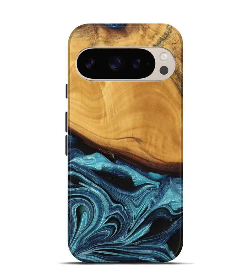 Pixel 9 Wood Live Edge Phone Case - Frinel (Blue, 745069)