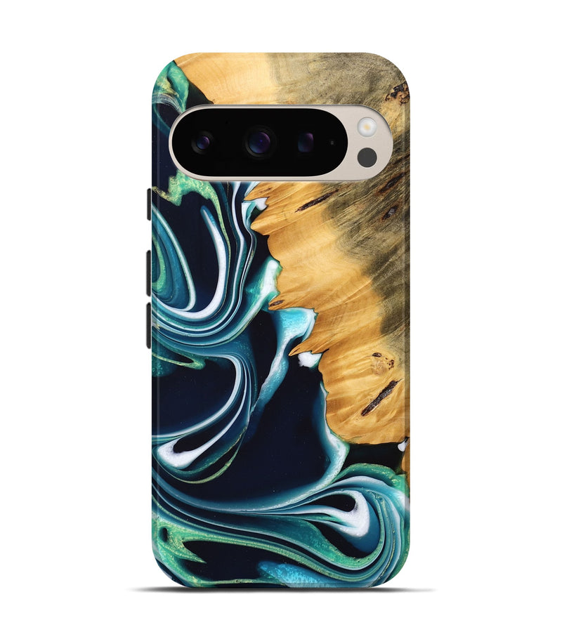 Pixel 9 Wood Live Edge Phone Case - Saeid (Blue, 745070)