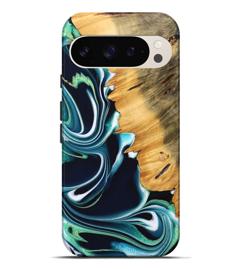 Pixel 9 Pro XL Wood Live Edge Phone Case - Saeid (Blue, 745070)