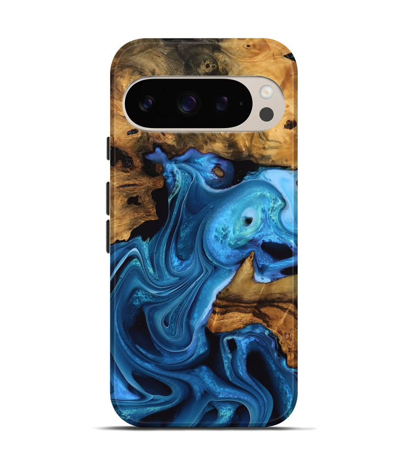 Pixel 9 Wood Live Edge Phone Case - Breena (Blue, 745072)