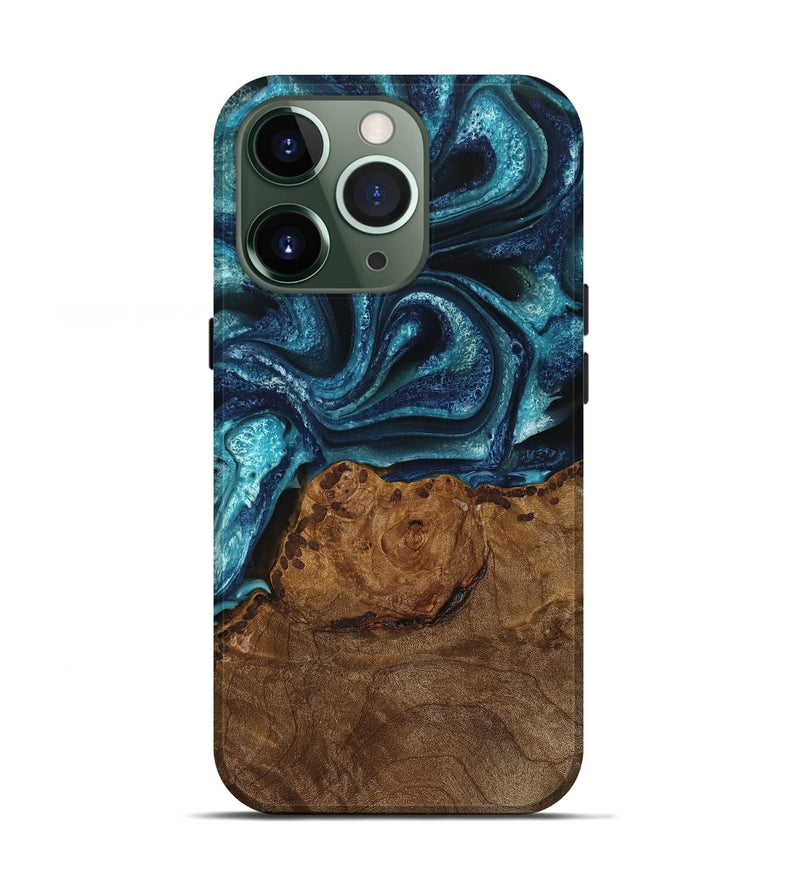 iPhone 13 Pro Wood Live Edge Phone Case - Vito (Blue, 745073)