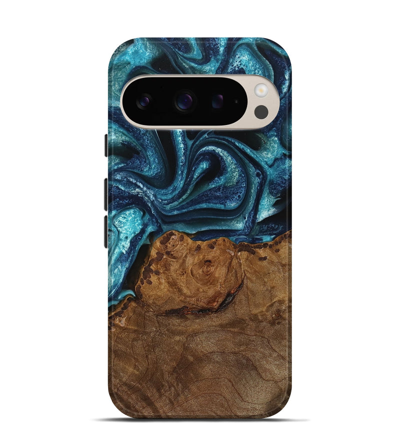 Pixel 9 Wood Live Edge Phone Case - Vito (Blue, 745073)