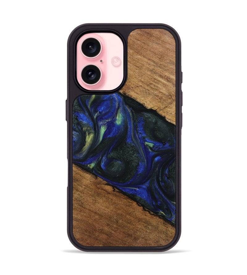 iPhone 16 Wood Phone Case - Maymie (Blue, 745078)