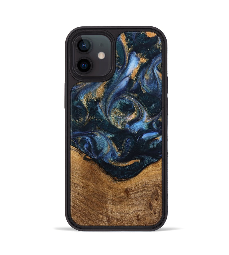 iPhone 12 Wood Phone Case - Blinni (Teal & Gold, 745080)