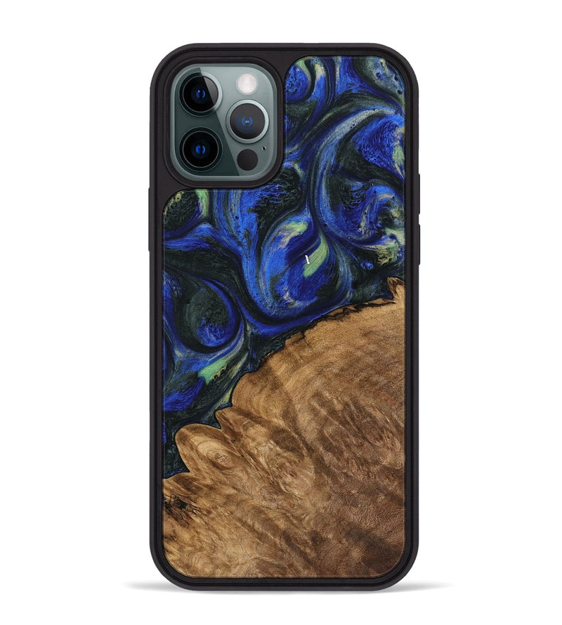 iPhone 12 Pro Max Wood Phone Case - Joetta (Blue, 745087)