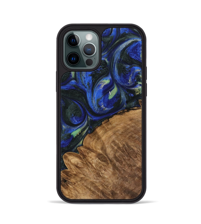 iPhone 12 Pro Wood Phone Case - Joetta (Blue, 745087)