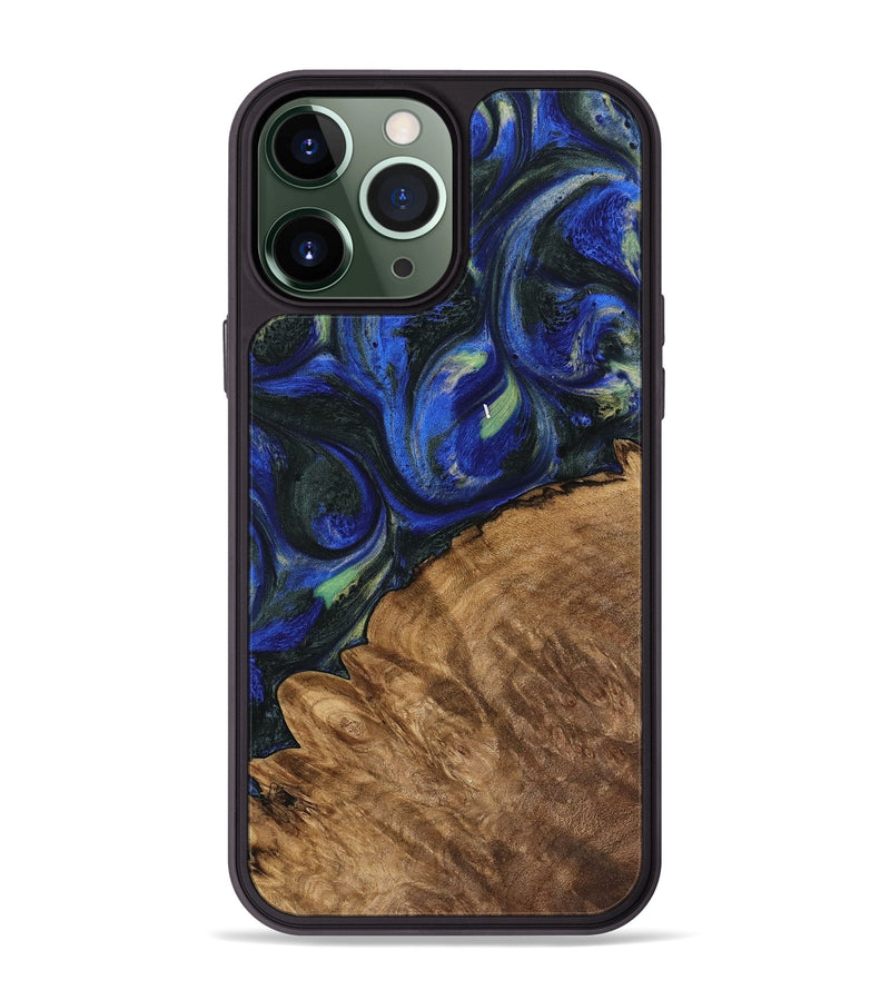 iPhone 13 Pro Max Wood Phone Case - Joetta (Blue, 745087)