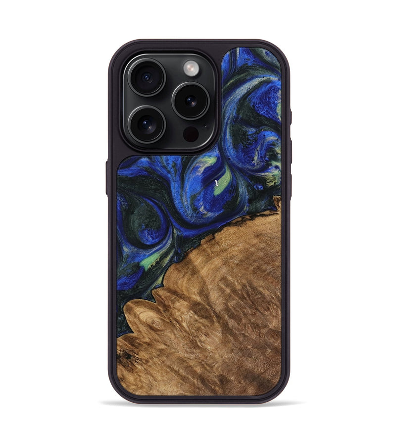 iPhone 15 Pro Wood Phone Case - Joetta (Blue, 745087)