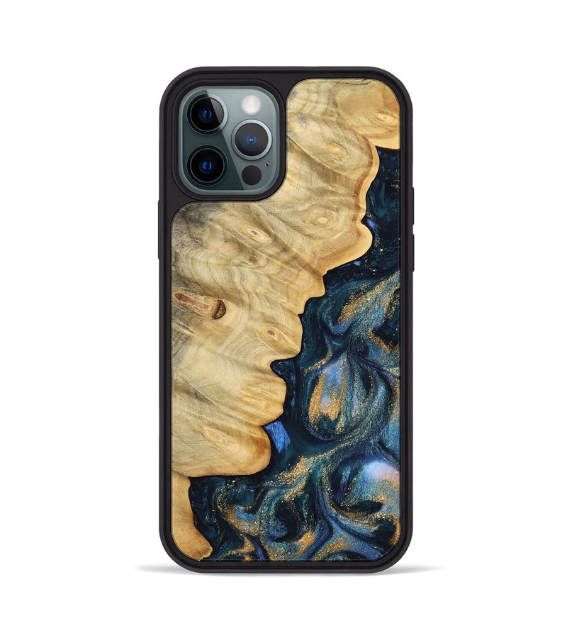 iPhone 12 Pro Wood Phone Case - Lissi (Teal & Gold, 745090)