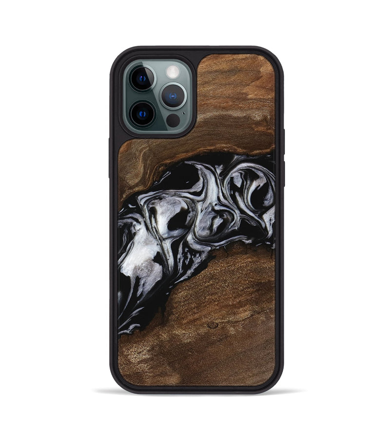 iPhone 12 Pro Wood Phone Case - Dineke (Black & White, 745093)